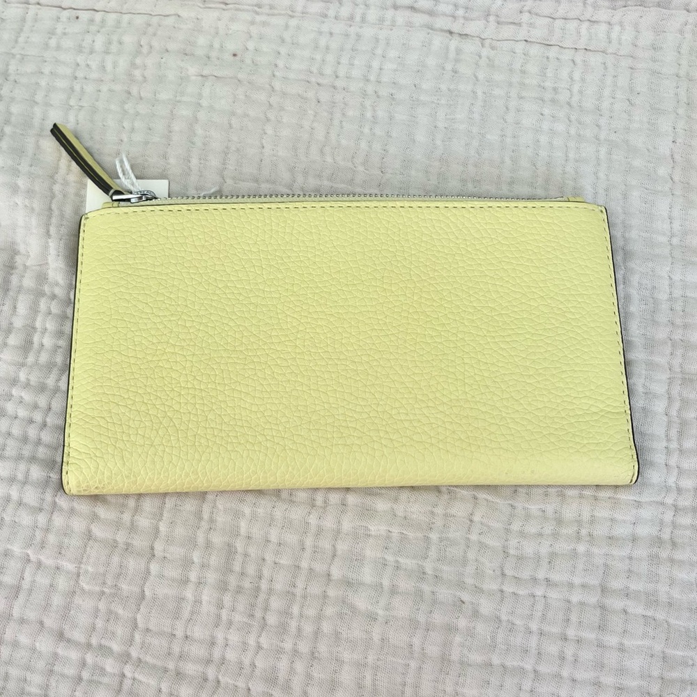 Tory Burch | NWT Blake ColorBlock Slim Envelope Wallet Yellow Pinefrost Silver - Picture 3 of 9